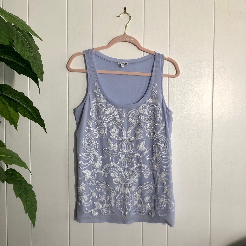Express Periwinkle Tank with Sequin Detail